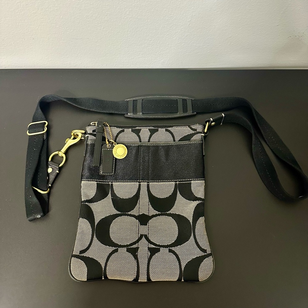Coach Black and Gray Legacy Crossbody Bag. EUC W Coach Tag & Bag Charm. Like New